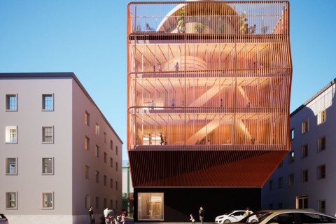 Die neue Kita der Technischen Universität München wird ein echter Blickfang. Abbildung: Kéré Architecture