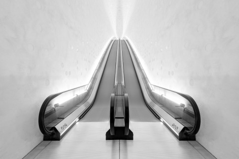 „The Tube“ in der Elbphilharmonie Hamburg zählt unbestritten zu den imposantesten Rolltreppen, die in den vergangenen Jahren konstruiert wurden. Foto: GettyImages